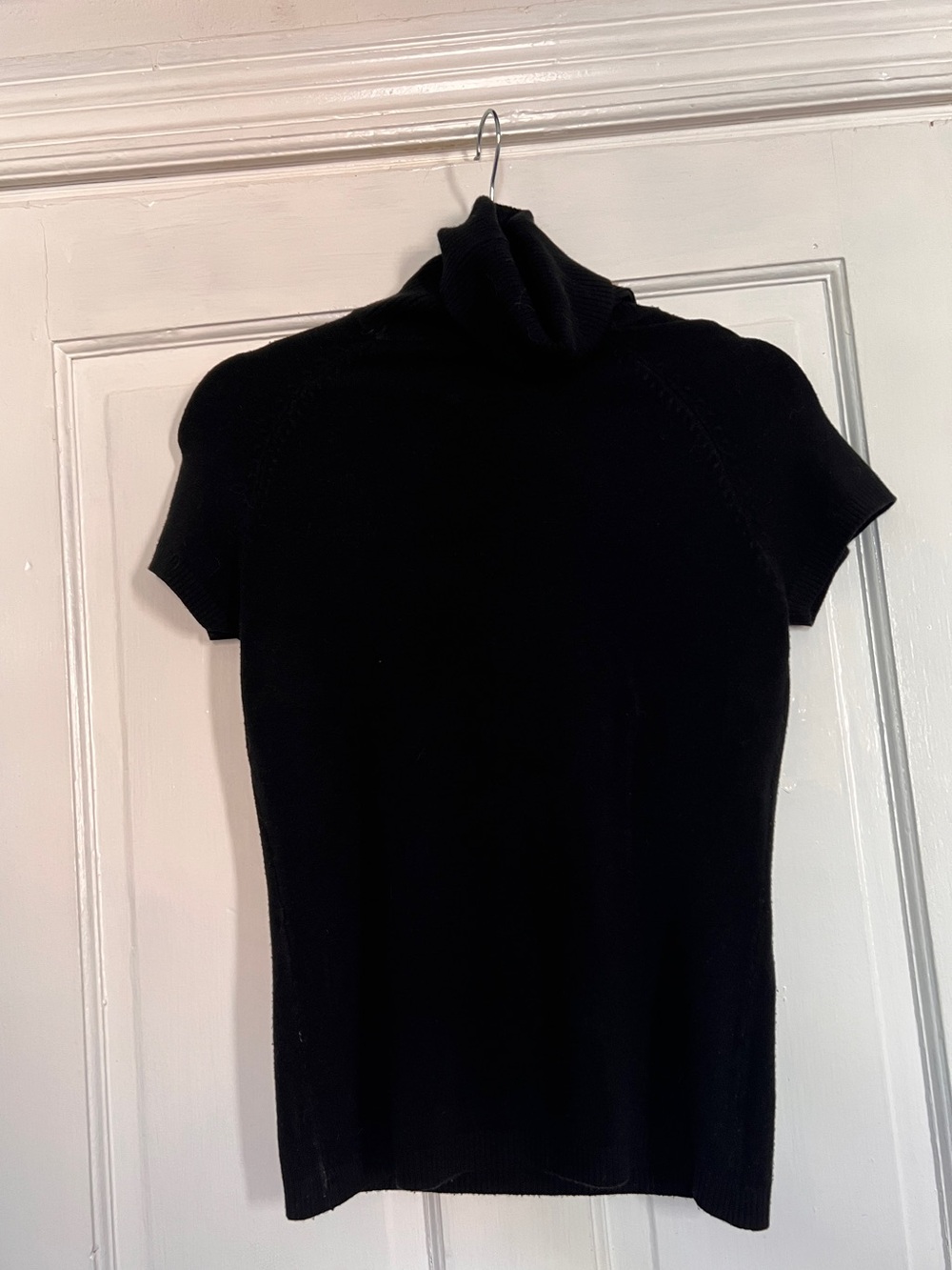 Black Short-Sleeve Turtleneck Sweater